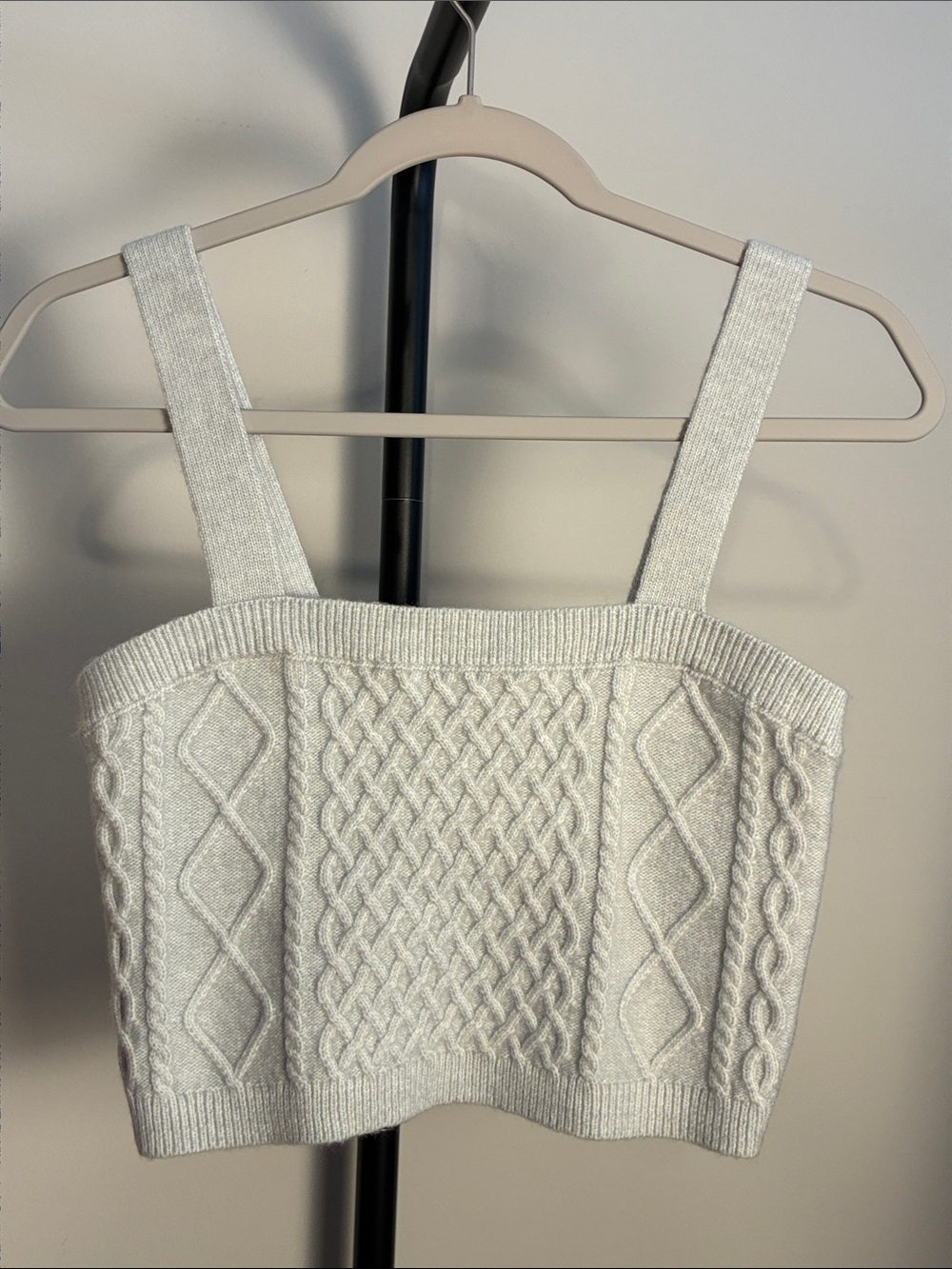 New! H&M Blue Gray Cable Knit Tank Sweater Knit Crop Top Small NWT